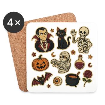 Spooky Halloween Sticker Set - Coasters (set of 4) - white - Front