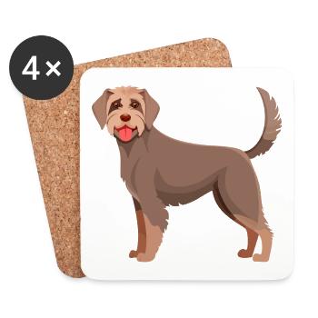 German Wirehaired Dog (Comic) - Coasters (set of 4) - white - Front
