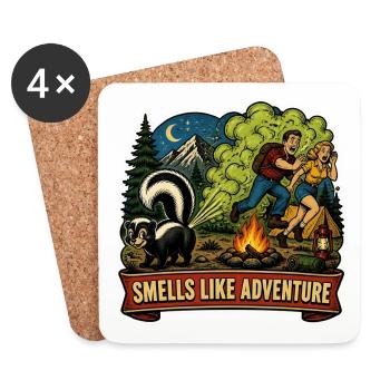 Funny Skunk Camping Adventure Retro Art - Coasters (set of 4) - white - Front