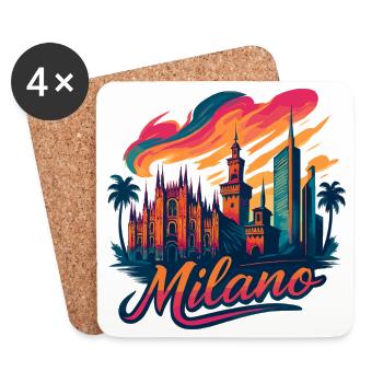 Milano Skyline: Epische Mailand Kunst in Stil - Untersetzer (4er-Set) - Weiß - Vorne