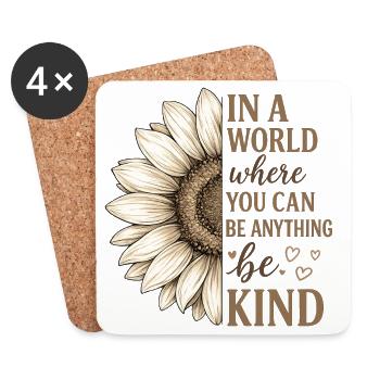 Sunflower Quote Be Kind - Coasters (set of 4) - white - Front