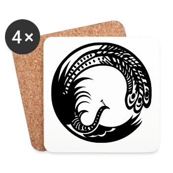Paon - Dessous de verre (lot de 4) - blanc - Devant