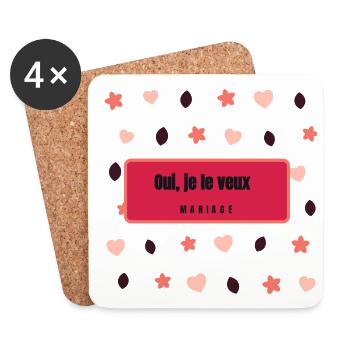  je le veux Mariage - Dessous de verre (lot de 4) - blanc - Devant