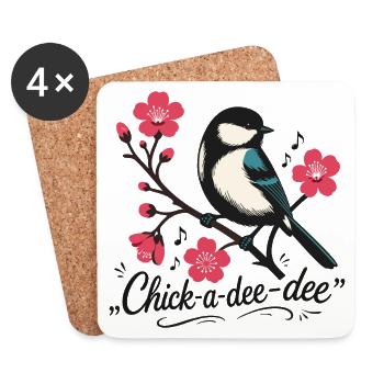 Chick-a-dee-dee-dee with Bird Call - Coasters (set of 4) - white - Front
