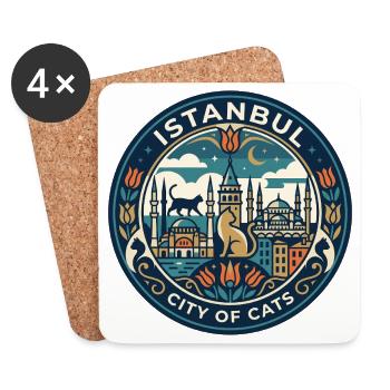 Istanbul Turkey Cats - Coasters (set of 4) - white - Front