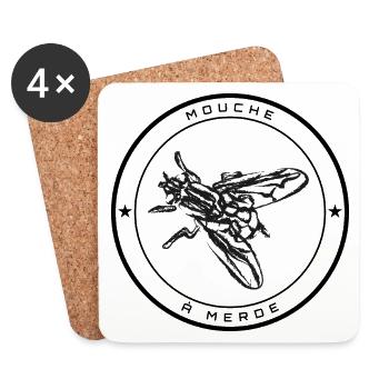 Mouche à merde – Illustration insecte - Dessous de verre (lot de 4) - blanc - Devant