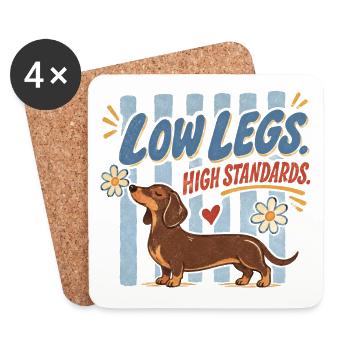 Dachshund Low Legs High Standards Retro - Coasters (set of 4) - white - Front