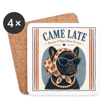 French Bulldog I Came Late Retro Humor - Coasters (set of 4) - white - Front