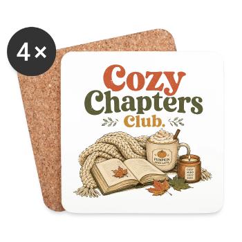 Cozy Chapters Club Fall Reading - Coasters (set of 4) - white - Front