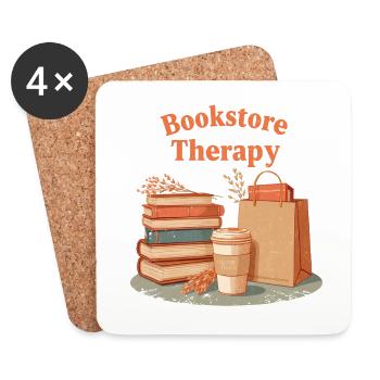 Bookstore Therapy Reading Books Retro - Coasters (set of 4) - white - Front