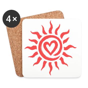 Heart Sun Sun Motif - Coasters (set of 4) - white - Front