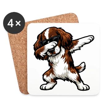 Dabbing English Springer Spaniel - Coasters (set of 4) - white - Front