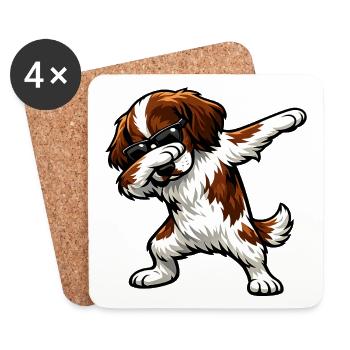Dabbing French Spaniel - Coasters (set of 4) - white - Front