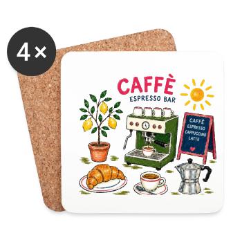 Caffè Espresso Sketch Café - Coasters (set of 4) - white - Front