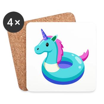 Unicorn Pool Toy - Coasters (set of 4) - white - Front