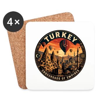 Turkey Cappadocia Balloons Vintage Travel Badge - Coasters (set of 4) - white - Front