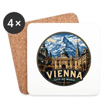 Retro Vienna Austria Vintage Travel Badge Sticker - Coasters (set of 4) - white - Front