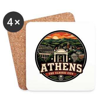 Athens Georgia Classic City Retro Arch Badge - Coasters (set of 4) - white - Front