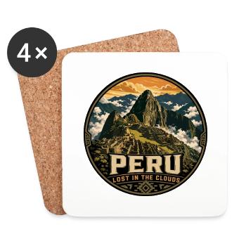 Peru Lost in the Clouds Vintage Badge - Coasters (set of 4) - white - Front