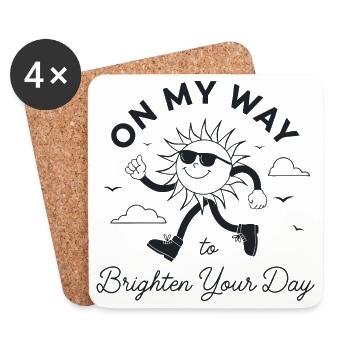 Retro Sun: On My Way to Brighten Your Day - Coasters (set of 4) - white - Front