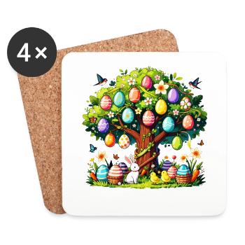 Easter Garden EggTree - Coasters (set of 4) - white - Front