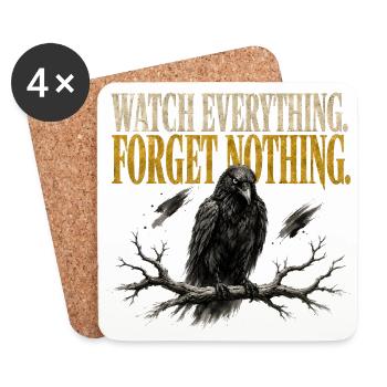 Watch Everything Forget Nothing Raven Crow Shirt - Coasters (set of 4) - white - Front