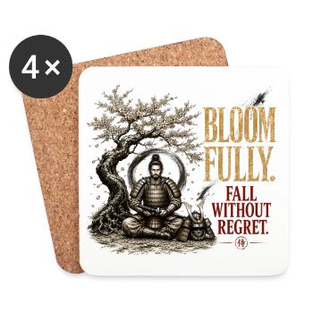 Bloom Fully Fall Without Regret Samurai Sakura - Coasters (set of 4) - white - Front