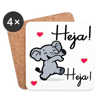Hello Elephants - Coasters (set of 4) - white - Front