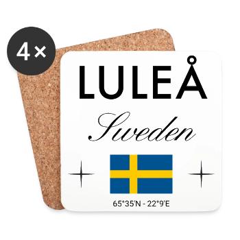 Luleå, Suède, coordonne le souvenir de voyage - Dessous de verre (lot de 4) - blanc - Devant