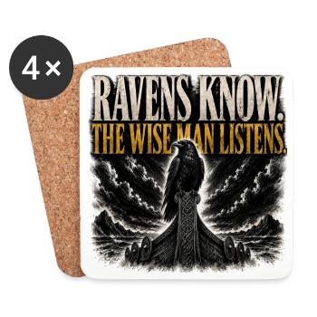 Ravens Know The Wise Man Listens Viking Shirt - Coasters (set of 4) - white - Front