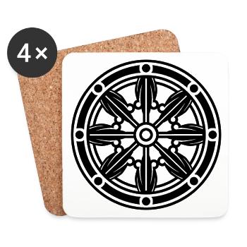 Dharma Wheel - Coasters (set of 4) - white - Front