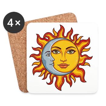 Sun and Moon Combined - Coasters (set of 4) - white - Front