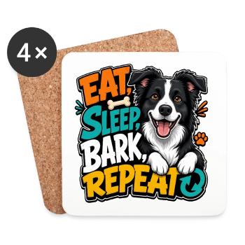 Border Collie - Coasters (set of 4) - white - Front