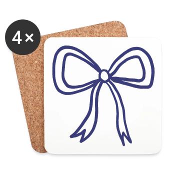 Minimal Ribbon Bow Line Art - Coasters (set of 4) - white - Front