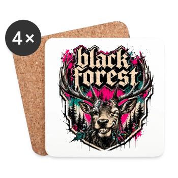 Black Forest Deer Motif - Coasters (set of 4) - white - Front
