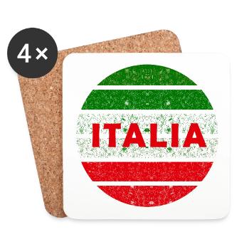 Italia Retro-Grunge Kreis - Untersetzer (4er-Set) - Weiß - Vorne