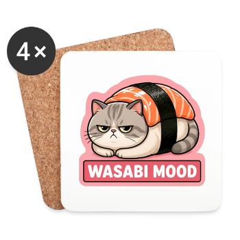 Angry Sushi Cat Salmon Nigiri Meme - Coasters (set of 4) - white - Front
