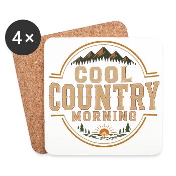 Morning Countryside Rustic Mountains - Coasters (set of 4) - white - Front