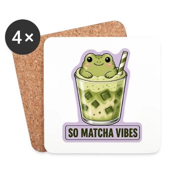 So Matcha Vibes Cute Frog Kawaii Drink  - Coasters (set of 4) - white - Front