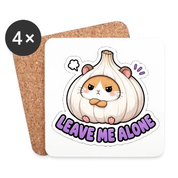 Leave Me Alone Cute Garlic Hamster Meme - Coasters (set of 4) - white - Front
