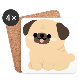 Pug Plushie Charm - Coasters (set of 4) - white - Front