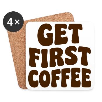 Get First Coffee Lettering - Coasters (set of 4) - white - Front