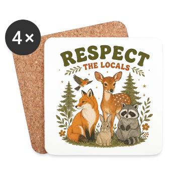 Respect The Locals Forest Animals Retro - Coasters (set of 4) - white - Front
