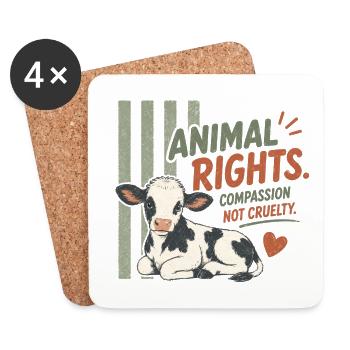 Animal Rights Calf Vegan Animal Rights Retro - Coasters (set of 4) - white - Front