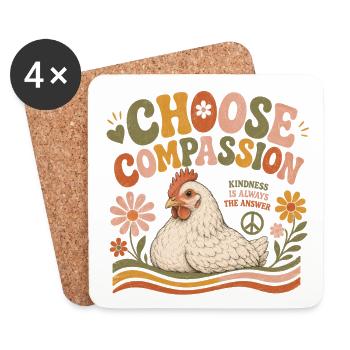 Choose Compassion Chicken Vegan Retro - Coasters (set of 4) - white - Front