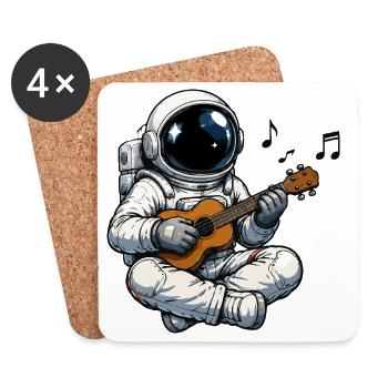 Space Astronaut Guitar Game - Coasters (set of 4) - white - Front