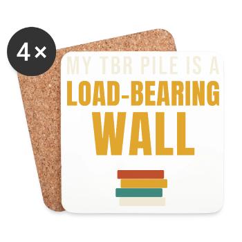 My TBR Pile Load-Bearing Wall - Coasters (set of 4) - white - Front