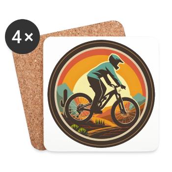 Mountain biking illustration - Coasters (set of 4) - white - Front