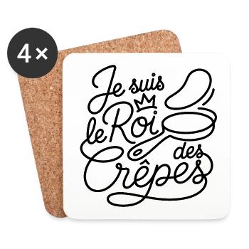Je suis le Roi des Crêpes - Dessous de verre (lot de 4) - blanc - Devant