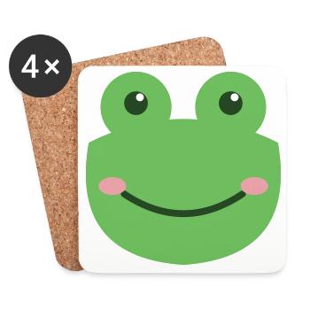 Green Smiling Frog - Coasters (set of 4) - white - Front